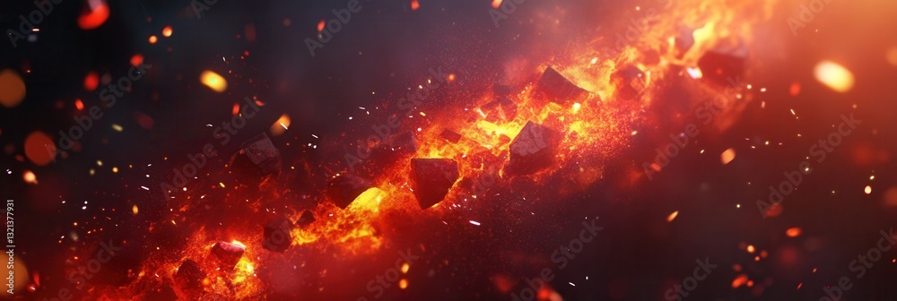 Poster dynamic background featuring bold red and orange flames with glowing embers and intense lighting eff