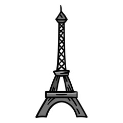 Eiffel Tower Silhouette: A minimalist, black and white graphic of the Eiffel Tower standing tall, representing iconic landmark and architectural beauty. 