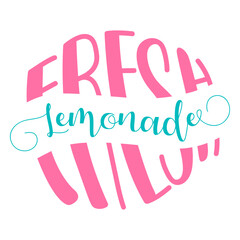 Zesty Fresh Lemonade: A refreshing vector illustration announces Fresh Lemonade in playful typography, capturing the essence of summer refreshment. 