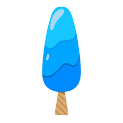 Blue popsicle illustration with smooth shading, resembling a stylized ice cream on a wooden stick
