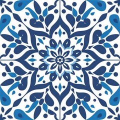 Fototapeta premium Intricate blue floral pattern design