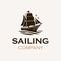 Sailing Ship Yacht Silhouette Logo design inspiration