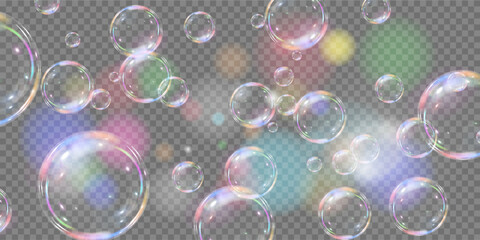 Flying air soap bubbles. Vector illustration.PNG