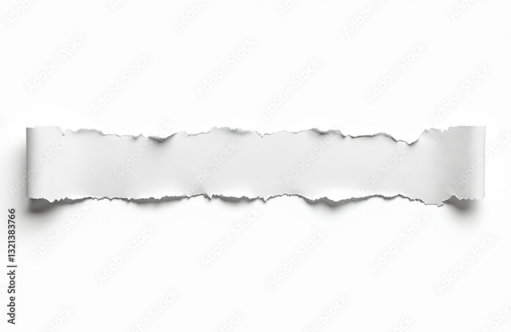 Aufkleber Scrap of ripped white paper isolated on transparent background. Torn jagged edge, rough blank fragment, material piece. Design shape with clean cut. Mockup template for graphic design.