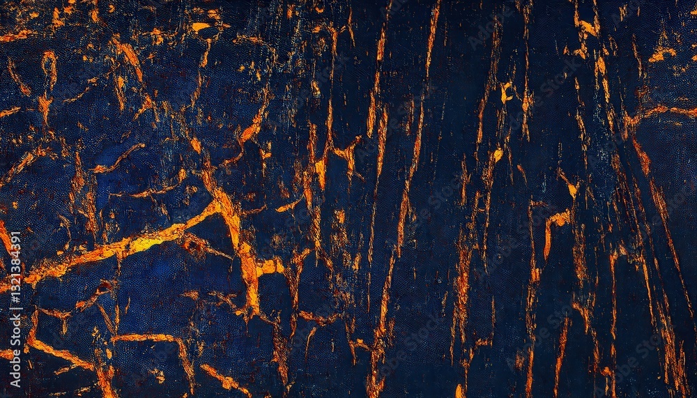 Poster vivid abstract textured background with deep blue and fiery orange crackled pattern, perfect for art
