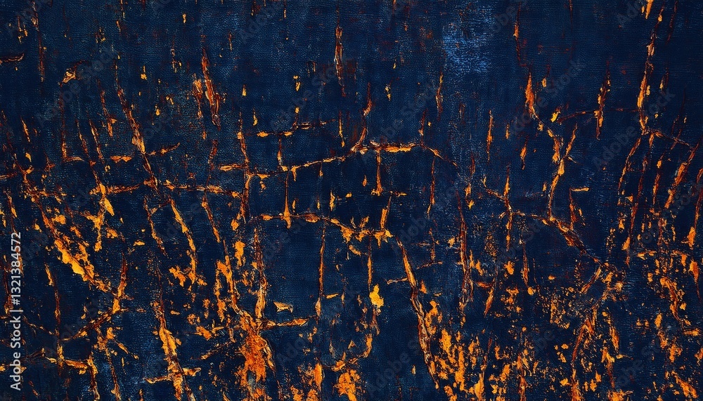 Poster vivid abstract textured background with deep blue and fiery orange crackled pattern, perfect for art