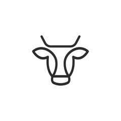 line cow head logo design vector.beef farmer for steak house restaurant logo