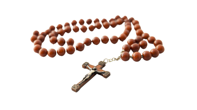 Rosary beads isolated on white background