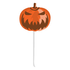 Spooky Pumpkin Lollipop: A delightful and eerie orange pumpkin lollipop, embodies the spirit of the Halloween season with its carved, grinning face. 