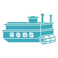 Paddle Steamer Illustration: A stylized, isolated illustration of a paddle steamer, exuding vintage charm and evoking images of maritime history.