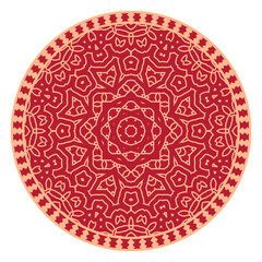 Vector Japanese pattern in oriental geometric traditional style. Festive ornament for lunar chinese new year decoration. Red and golden asian creative motif. Abstract Waves and Circles.