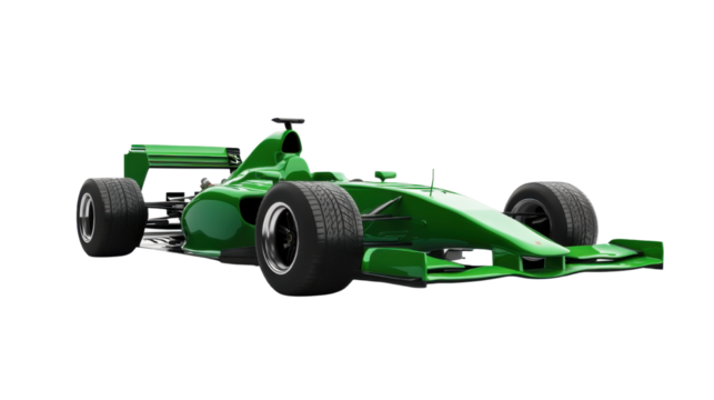green racing car isolated on white background