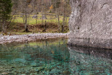 autumnal landscape inside Val di Mello, Sondrio, Italy