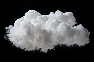 Abstract White Ink Cloud Floating Gently on a Black Background