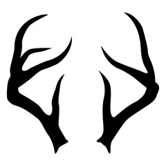 Abstract Antler Silhouette: An artistic black silhouette of a pair of elegant antlers, conveying a sense of wild beauty and nature's artistic design.