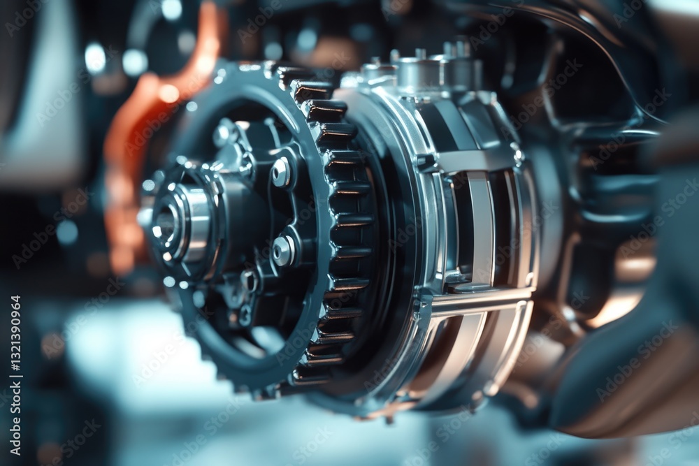 Aufkleber a close-up shot of a motorcycle engine, perfect for use in automotive or mechanical contexts