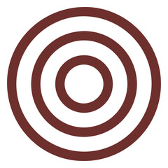Concentric Circles: Minimalist graphic showcases perfect symmetry with three brown concentric circles. Represents focus, target, or connection.