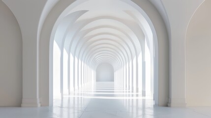 Fototapeta premium Serene white hall with elegant arches