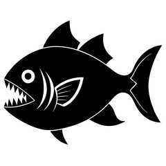 Obraz premium piranha silhouette vector icon white background