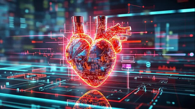 Digital Heart Circuit Board AI Medical Technology Healthcare Innovation
