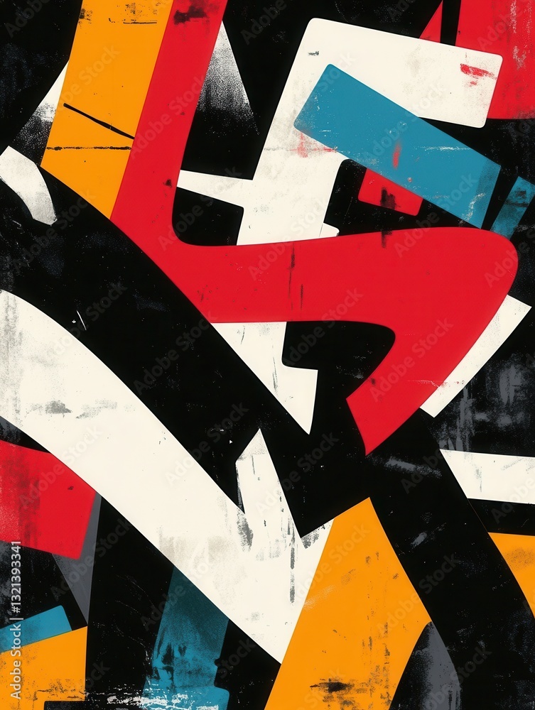 Aufkleber bold modern typographic design featuring oversized abstract text and vibrant color contrasts for a t