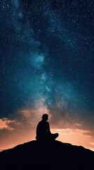 Fototapeta premium Sacred Ramadan moments with a silhouette of worshipers under the stars