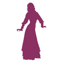 Fototapeta premium Graceful Silhouette: A captivating silhouette of a woman in a long dress against a neutral background, embodying elegance and poise. 