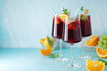 Glasses with traditional Spanish drink Sangria