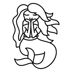 Enchanting Mermaid: A charming mermaid illustration, with flowing hair and a serene expression, embodies the magic of the sea, its simplicity invites a touch of whimsy.