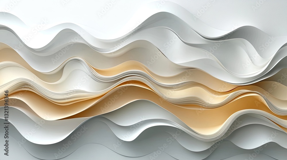 Aufkleber Abstract wavy paper layers. Background layers of paper. Possible use wallpaper design, graphic design