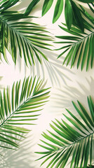 Seamless Pattern of Tropical Green Palm Leaves and Branches Isolated on White