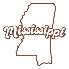 Mississippi State Outline: A simple, clean graphic showcasing the state of Mississippi, perfect for design, education, or geographical projects. The outline and the state name.