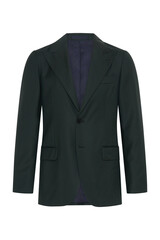 Portrait of men's suit jacket ( blazer ) isolated on transparent background, invisible ghost mannequin. Fashion industry high-quality studio shot photography. PNG format.