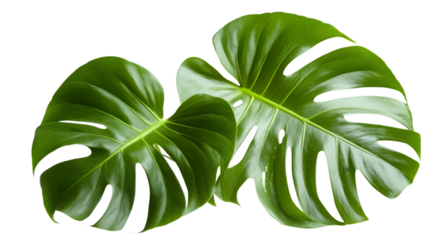 Green tropical monstera leaf isolated on white background. AI Generated images
