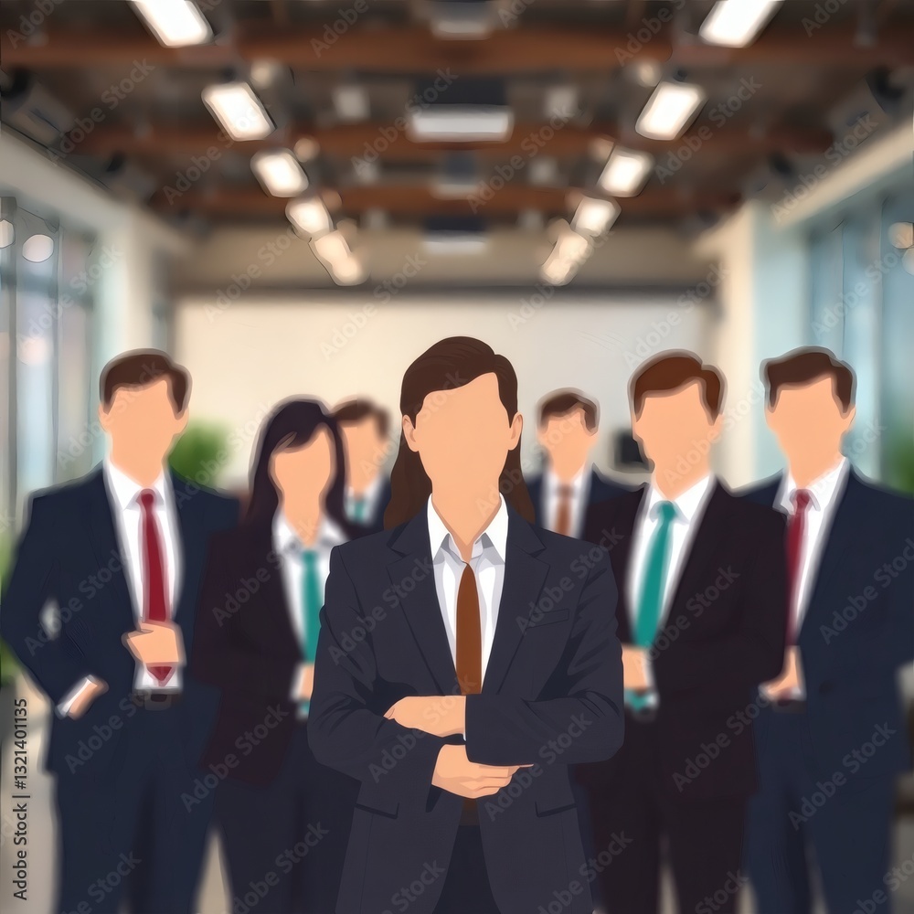 Poster an office environment with a team of professionals standing in a row. a group of office colleagues i