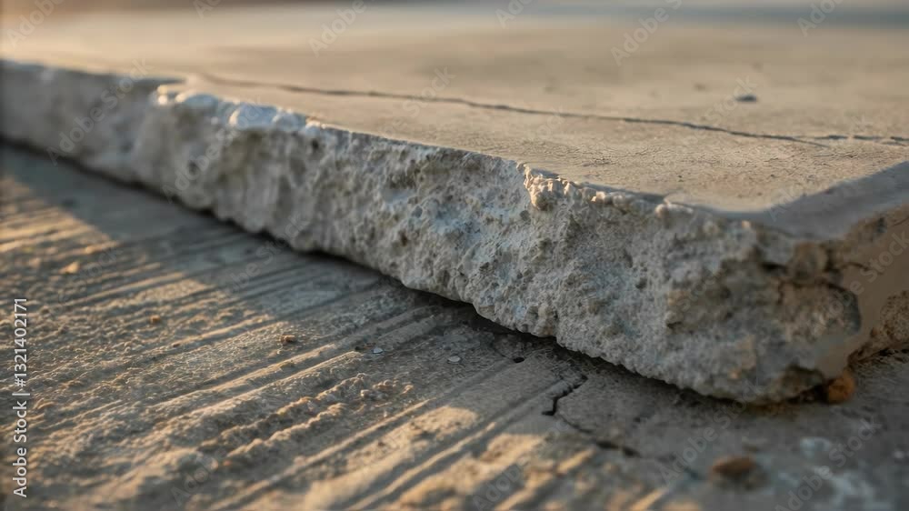 Aufkleber deteriorating concrete slab revealing spalling surface, exposing aggregate and highlighting material