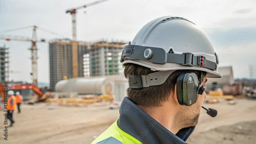 Poster innovative safety helmet with integrated camera and headset improves communication and documentation