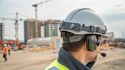 Innovative safety helmet with integrated camera and headset improves communication and documentation on construction sites, enhancing worker safety and efficiency