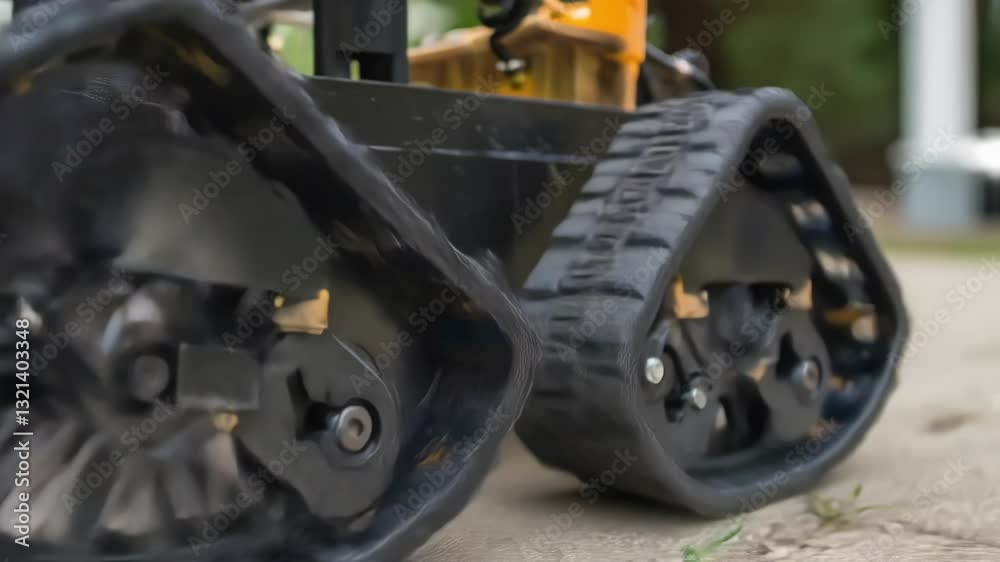 Aufkleber Innovative exploration robot showcasing its robust tank like treads traversing a concrete surface, demonstrating mobility and advanced technology for traversing challenging terrains