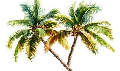 Obraz premium two coconut palm trees in a tropical location