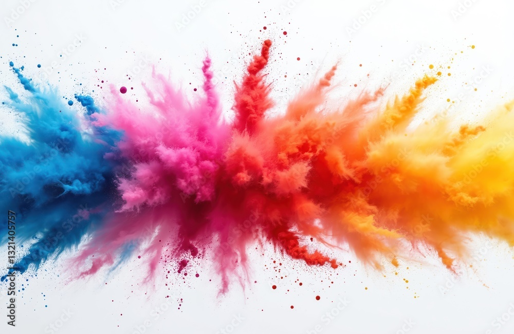Aufkleber multicolored abstract swirls, powder color explosion background. generative ai illustration of color
