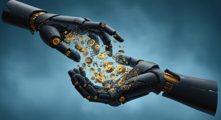 Robotic Collaboration:  Technological Synergy and Innovation Through Interconnected Gears