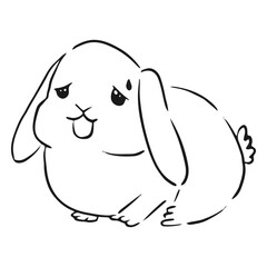 Obraz premium Cuddly Rabbit Illustration: A charming, minimalist line art of a cuddly rabbit, featuring endearing expression and floppy ears, embodies warmth and simplicity.