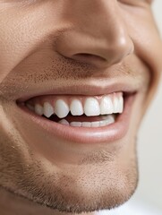 Obraz premium Smiling Caucasian man with perfect teeth