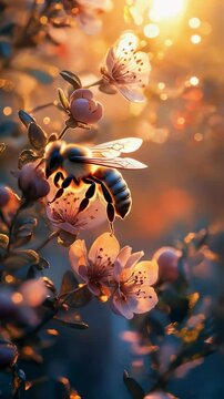 Vertical video of Flying robot bee , smart mechanical insect used in agriculture 