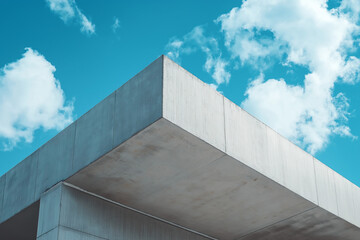 Obraz premium Modern construction of concrete slabs against a blue sky