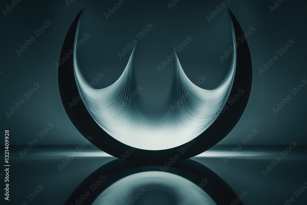 Poster A black and white photograph of a curved object with rounded edges