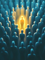Obraz premium A person who stands out in a large crowd of people.