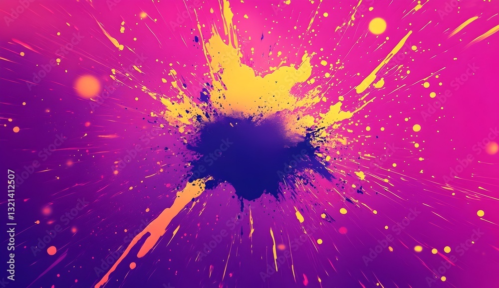 Wall mural explosive color symphony: a vivid abstract composition bursts with dynamic energy, featuring a centr