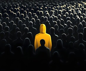 Fototapeta premium A person who stands out in a large crowd of people.